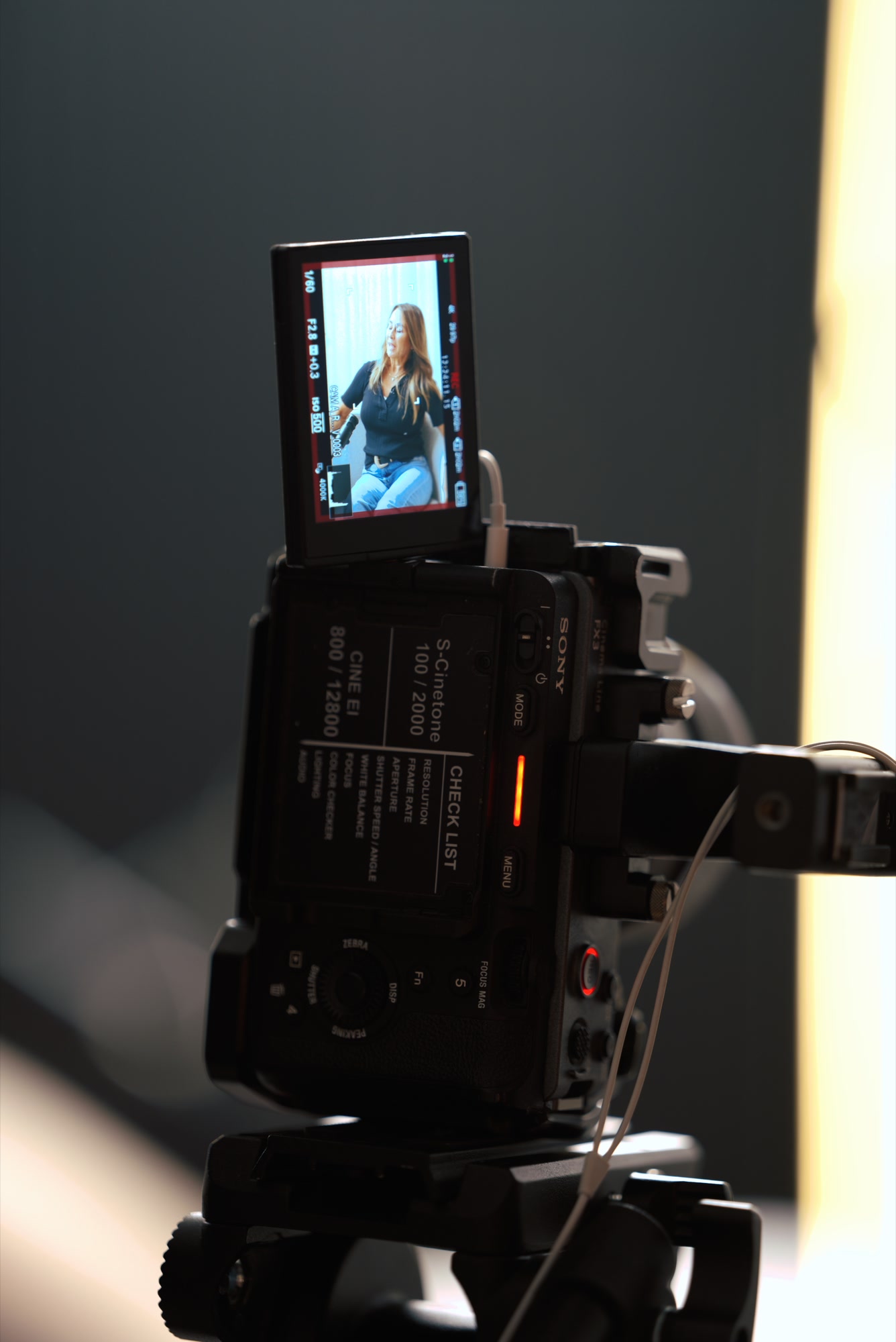 Teleprompter rig on set for the Ari Taublieb content day