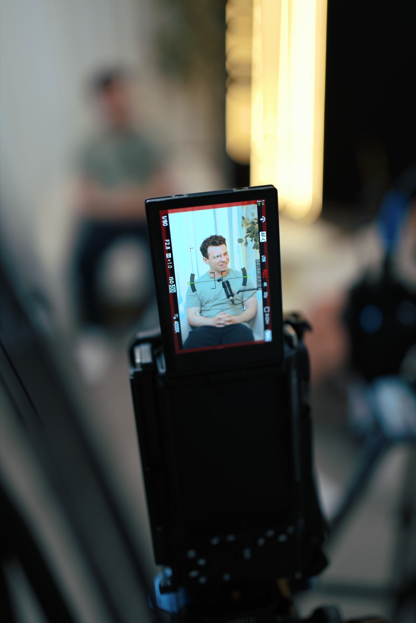 Teleprompter monitor view during the shoot