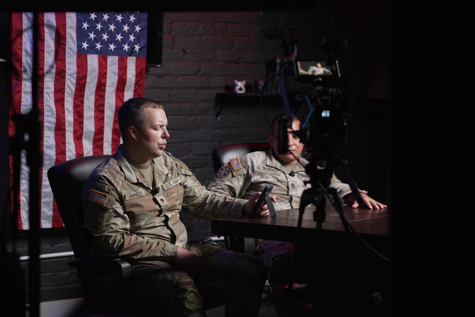 Livestream production for two National Guard service members