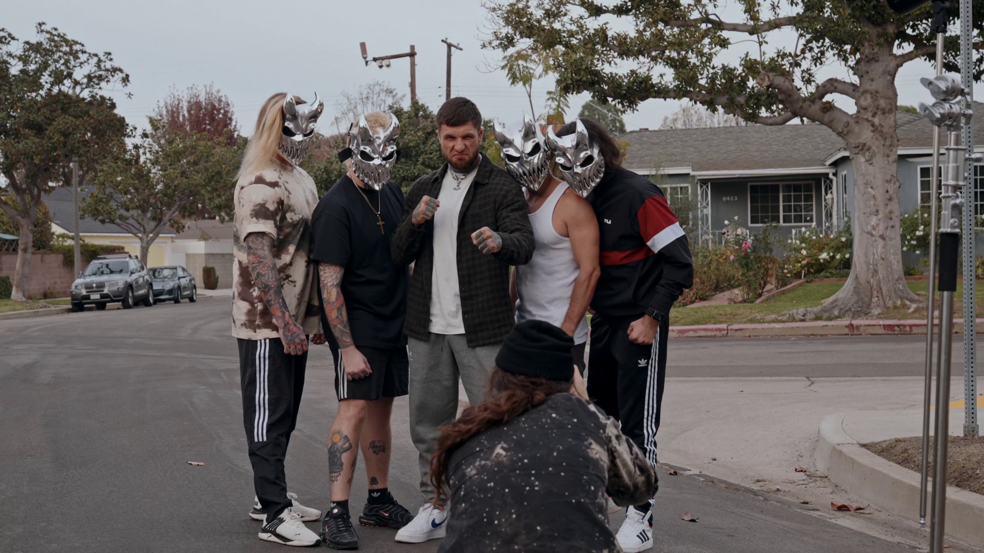 Behind the scenes on a Slaughter to Prevail music video shoot